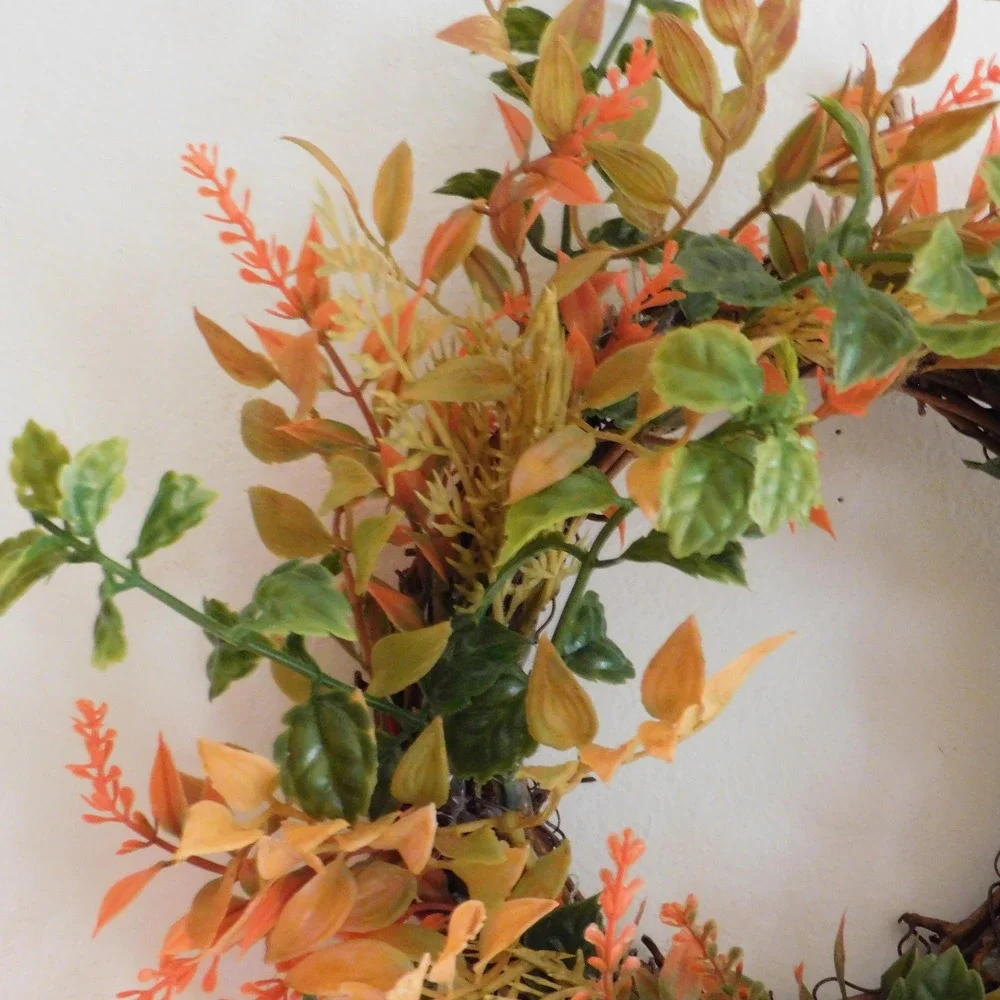 Mini Fall Candle Ring, Grapevine Wreath, Year Round Cabinet Decor, MIrror